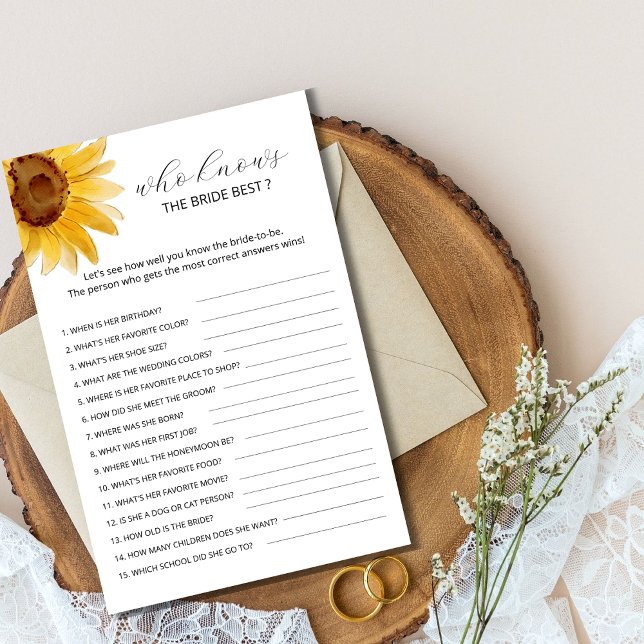 Sonnenblume Wer das beste Spiel der Braut kennt (Von Creator hochgeladen)
