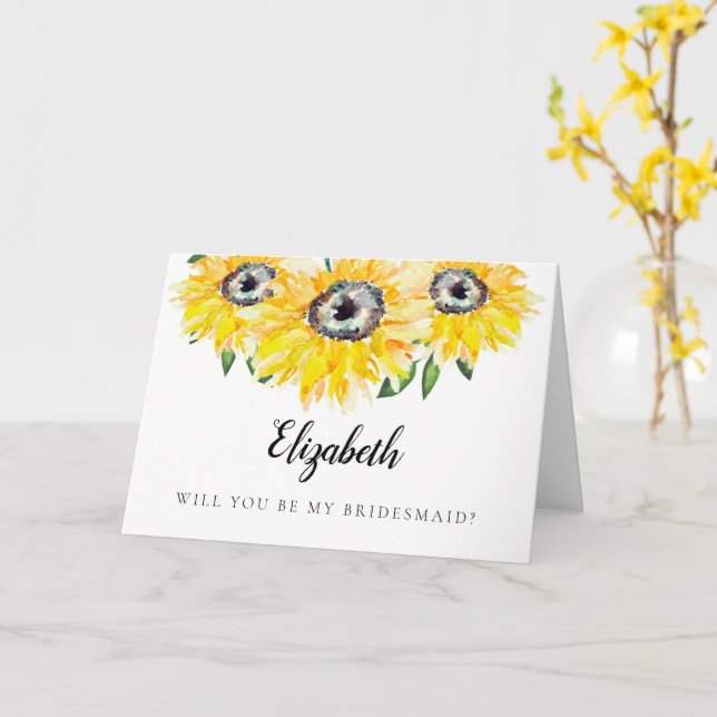Sonnenblume Werden Sie meine Bridesmaid Personalis Karte (Gelbe Blume)
