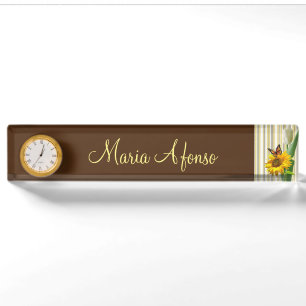 Sonnenblume White Tulip Butterfly Schreibtisch Nam Namensplakette
