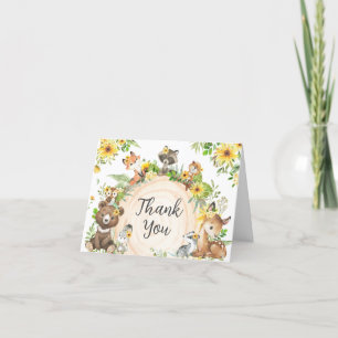 Sonnenblume Woodland Animals Kinderdusche Dankeskarte