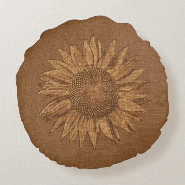 Sonnenblume-Wurfs-Kissen Rundes Kissen (Rückseite)