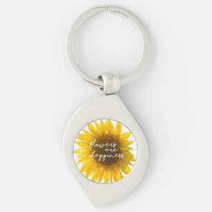 Sonnenblume Zitat "Blumen sind Glück" Schlüsselanhänger