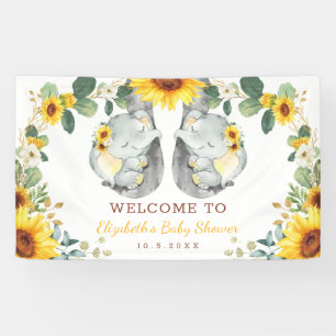 Sonnenblume Zwei Elefanten Babies Dusche Hintergru Banner