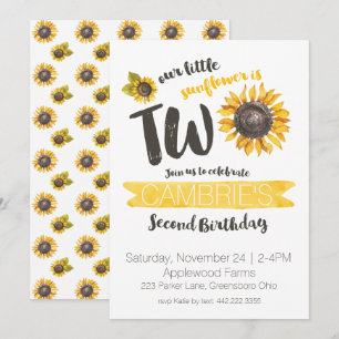 Sonnenblume Zweiter Geburtstag Einladung
