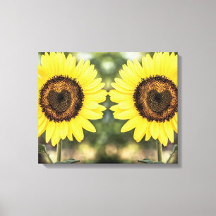 Sonnenblumeherzen in der Liebe Leinwanddruck