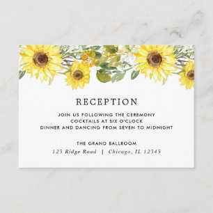 Sonnenblumehochzeit Watercolors-Empfang Begleitkarte