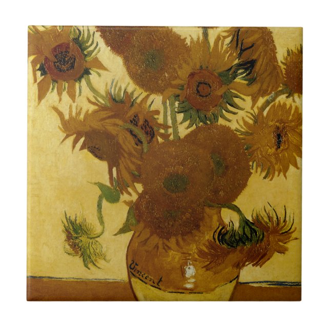 Sonnenblumen: 1888 von Van Gogh Fliese (Vorderseite)