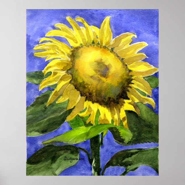 Sonnenblumen 2 Aquarellmalerei Art Print Poster (Vorne)
