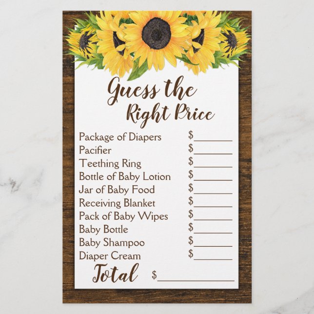 Sonnenblumen 2 Showspiele Raten Preis & Babynahrun (Vorderseite)