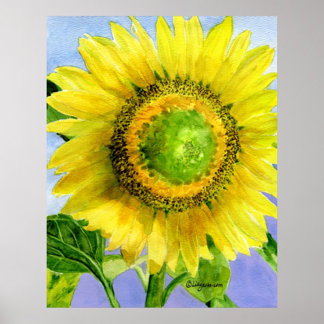 Sonnenblumen 3 Aquarellmalerei Art Poster Drucken (Vorne)