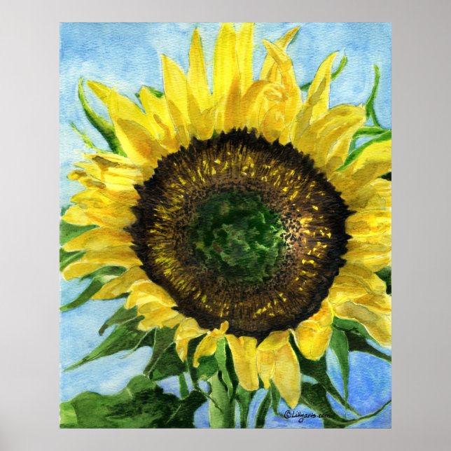 Sonnenblumen 4 Aquarellmalerei Art Poster Drucken (Vorne)