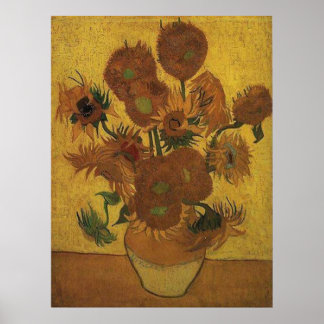 Sonnenblumen 4. Version mit orangefarbenem Hinterg Poster