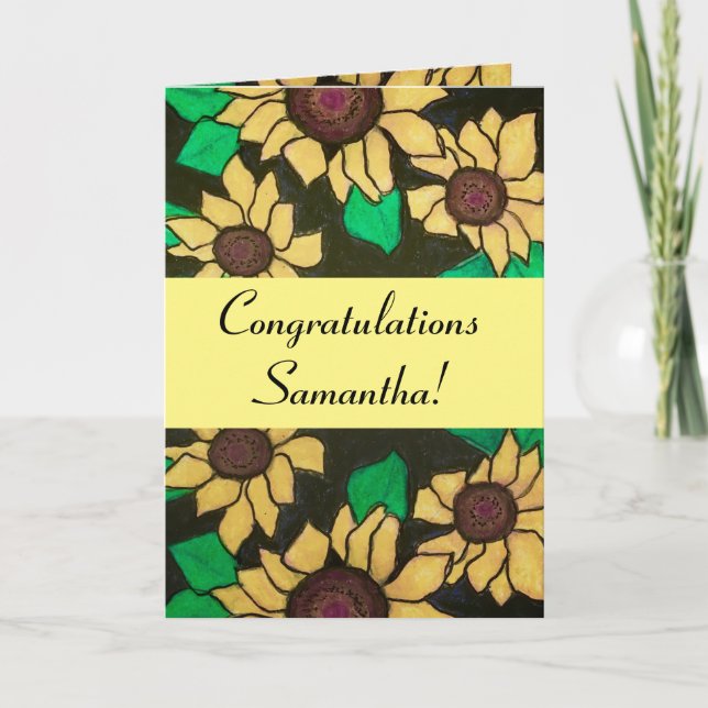 Sonnenblumen Abschluss Glückwunsch Gelb Karte (Vorderseite)