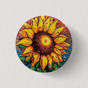 Sonnenblumen-Abzeichen, Stift, Knopf. farbenfroh Button