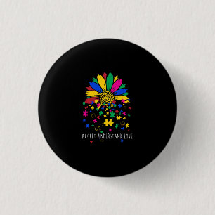 Sonnenblumen akzeptieren Liebe Weltautismus-Krieg Button