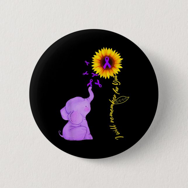 Sonnenblumen-Alzheimer-Bewusstsein werde ich für Button (Vorderseite)