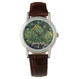 Sonnenblumen am Stone Wall Orton Personalisiert Armbanduhr