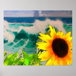 Sonnenblumen am Strand Poster