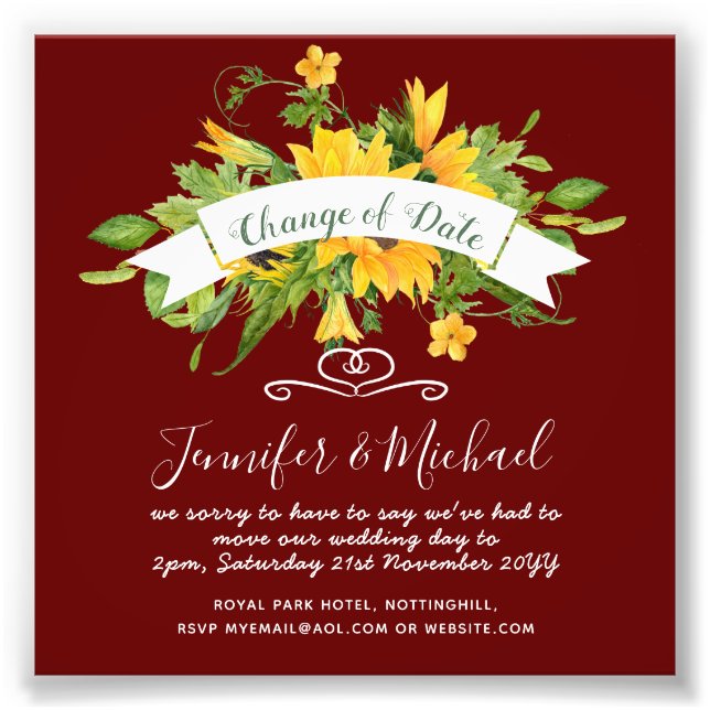 Sonnenblumen Änderung des Datums der Aufschiebungs Fotodruck (Vorne)