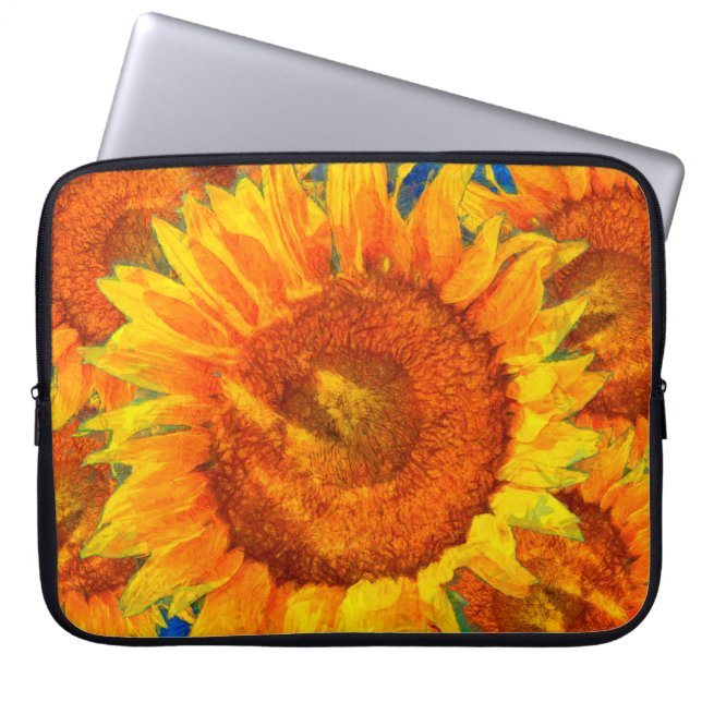 Sonnenblumen-Anordnung. Van Gogh-Imitation.  Laptopschutzhülle (Vorderseite)