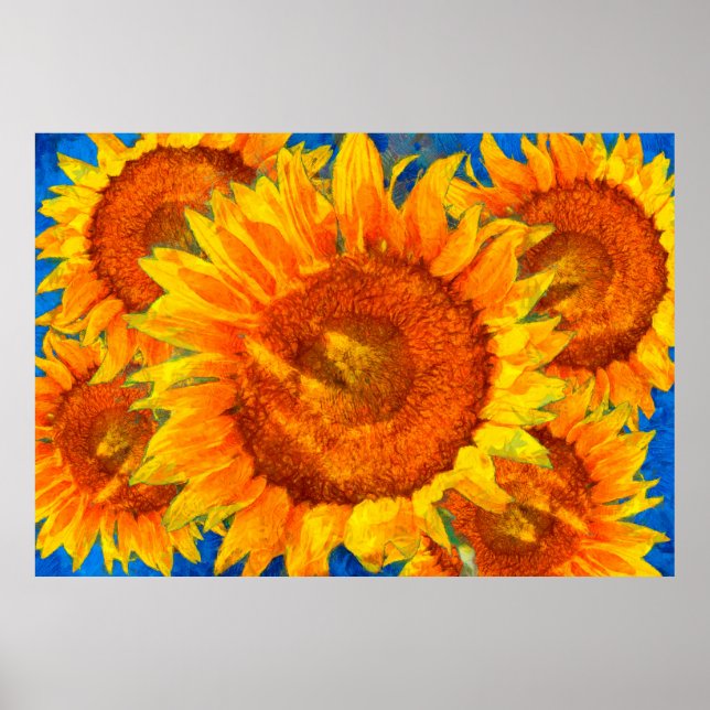 Sonnenblumen-Anordnung. Van Gogh-Imitation. Poster (Vorne)