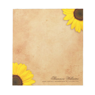 Sonnenblumen antikes Altpapier Vintages Pergament Notizblock