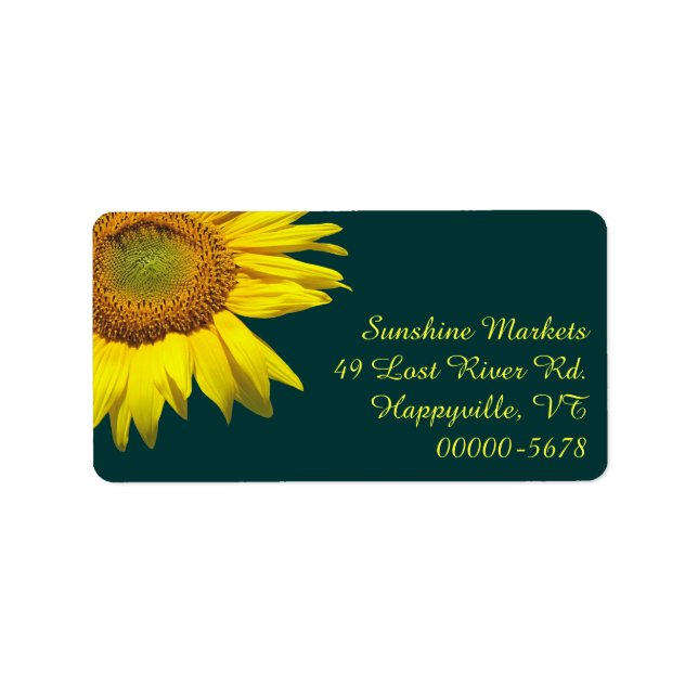 Sonnenblumen Aquamarine Rücksendeadressen-Aufklebe Adressaufkleber (Vorne)
