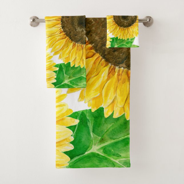 Sonnenblumen Aquarell Badhandtuch Set (Insitu)