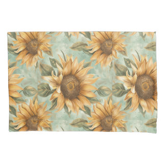 Sonnenblumen Aquarell Blaue Hintergrund Kissenbezug