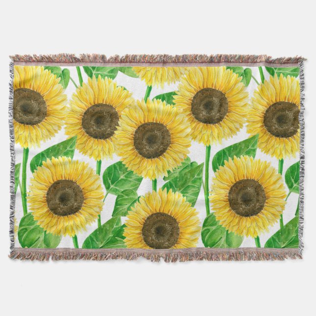 Sonnenblumen Aquarell Decke (Vorderseite)