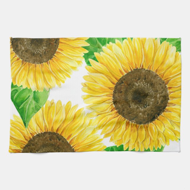 Sonnenblumen Aquarell Geschirrtuch (Horizontal)