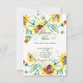 Sonnenblumen Aquarell Hochzeitsreise Einladung