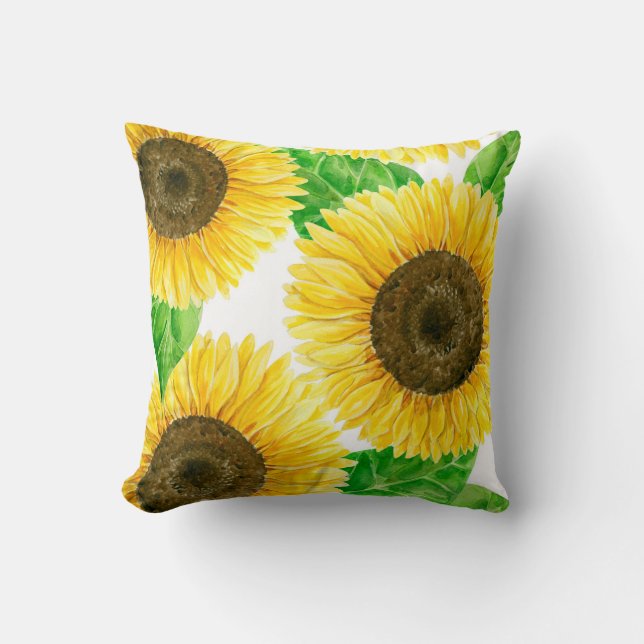 Sonnenblumen Aquarell Kissen (Vorderseite)