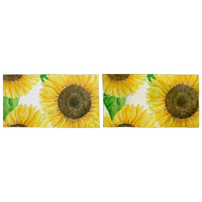 Sonnenblumen Aquarell Kissenbezug (Rückseite-Set)