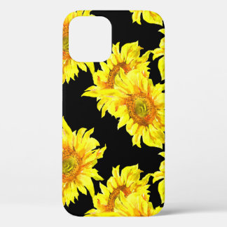 Sonnenblumen Aquarell Nahtloses schwarzes Muster Case-Mate iPhone Hülle