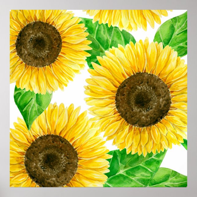 Sonnenblumen Aquarell Poster (Vorne)