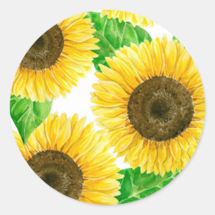 Sonnenblumen Aquarell Runder Aufkleber