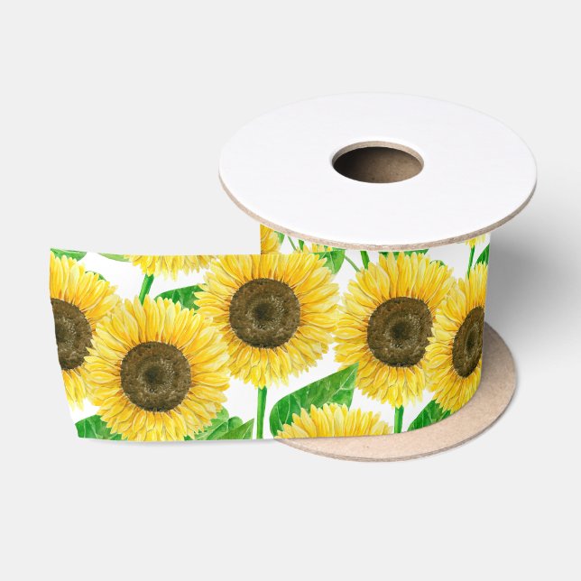 Sonnenblumen Aquarell Satinband (Spule)