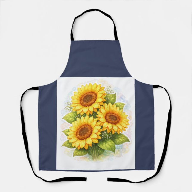 Sonnenblumen-Aquarell-Schürze Schürze (Vorderseite)