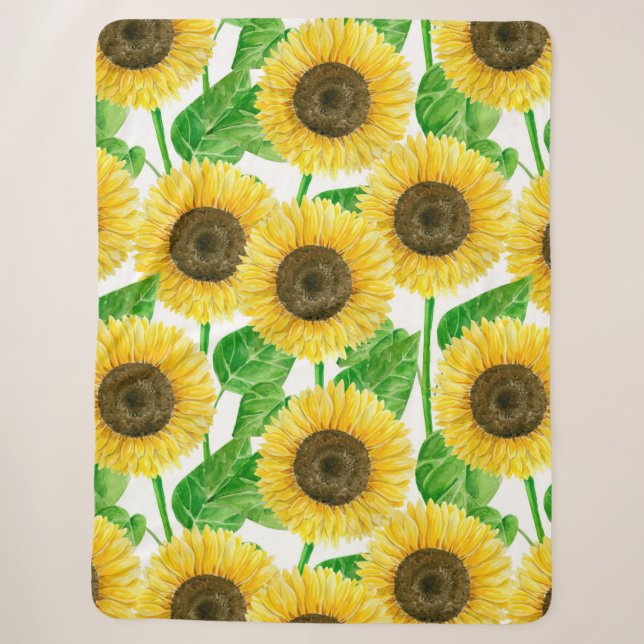 Sonnenblumen Aquarell Sherpadecke (Vorderseite)
