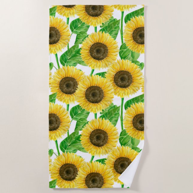 Sonnenblumen Aquarell Strandtuch (Vorderseite)