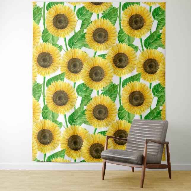 Sonnenblumen Aquarell Wandteppich (Beispiel)