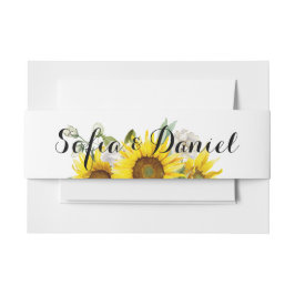 Sonnenblumen Aquarell weiße Rose Hochzeit Einladungsbanderole