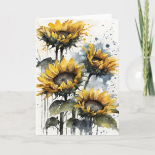 Sonnenblumen - Aquarellblumen Karte