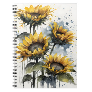 Sonnenblumen - Aquarellblumen Notizblock