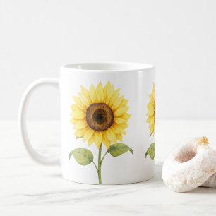 Sonnenblumen-Aquarellkunstwerk — Helles Natürliche Kaffeetasse