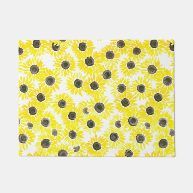 Sonnenblumen Aquarellmuster Fußmatte (Vorderseite)