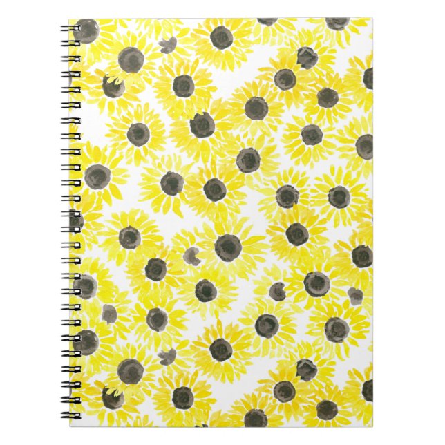 Sonnenblumen Aquarellmuster Notizblock (Vorderseite)