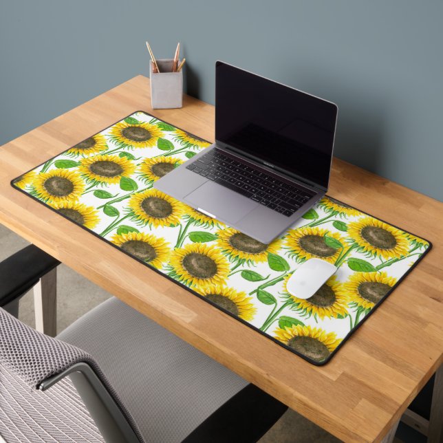 Sonnenblumen Aquarellmuster Schreibtischunterlage (Büro 2)