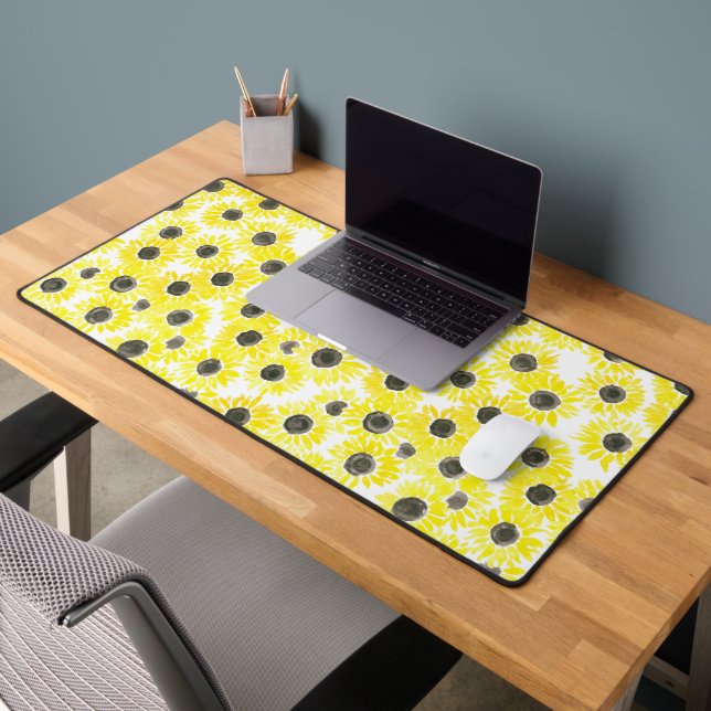Sonnenblumen Aquarellmuster Schreibtischunterlage (Büro 2)